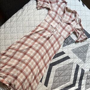 Plaid cottage core Button-Down Dress